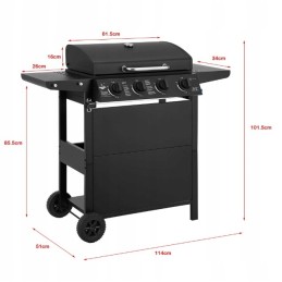 El Fuego San Jose dujinis grilis 4 degiklių ketaus šoninės grotelėsLenkijos reduktorius