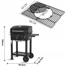 ⭐⭐Didelė reguliuojama sodo anglių kepsninė su dangteliu, ketaus grotelėmis, termometru⭐⭐