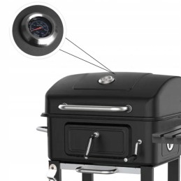 ⭐⭐Didelė reguliuojama sodo anglių kepsninė su dangteliu, ketaus grotelėmis, termometru⭐⭐