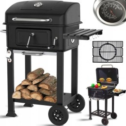 ⭐⭐Didelė reguliuojama sodo anglių kepsninė su dangteliu, ketaus grotelėmis, termometru⭐⭐