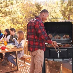 ⭐⭐Didelė reguliuojama sodo anglių kepsninė su dangteliu, ketaus grotelėmis, termometru⭐⭐