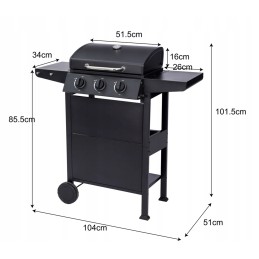 El Fuego San Jose dujinis grilis, 3 degikliai, ketaus grotelės, reduktorius su žarna