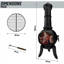 Jago lauko sodo židinys, ketaus, 43 x 43 x 108 cm