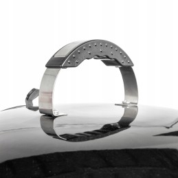 Sferinės anglies grilis - sodo grilis su dangteliu, termometru ir ratukais