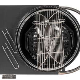 Sferinės anglies grilis - sodo grilis su dangteliu, termometru ir ratukais