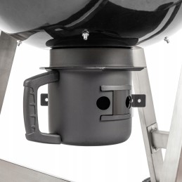 Sferinės anglies grilis - sodo grilis su dangteliu, termometru ir ratukais