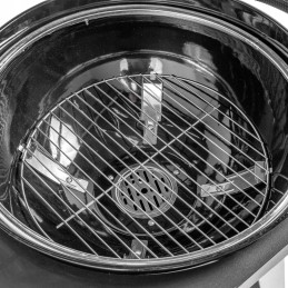 Sferinės anglies grilis - sodo grilis su dangteliu, termometru ir ratukais