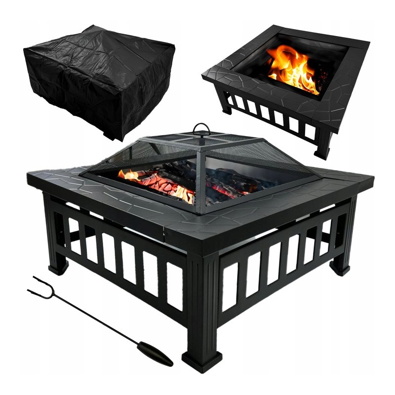 ⭐⭐Didelė metalinė sodo židinio duobė + uždengtas anglies grilio ugnies dubuo 80cm⭐⭐