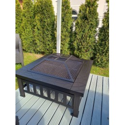 ⭐⭐Didelė metalinė sodo židinio duobė + uždengtas anglies grilio ugnies dubuo 80cm⭐⭐