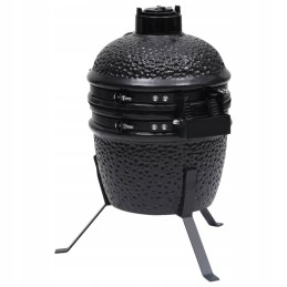 Keraminės kamado kepsninės su rūkykla 2 viename 56 cm juodos spalvos