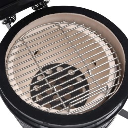 Keraminės kamado kepsninės su rūkykla 2 viename 56 cm juodos spalvos