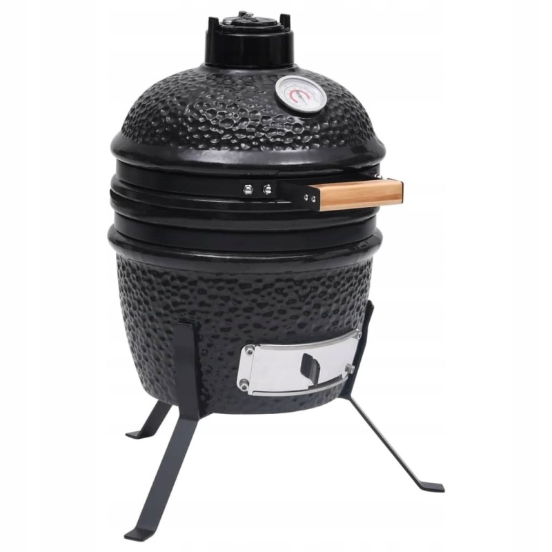 Keraminės kamado kepsninės su rūkykla 2 viename 56 cm juodos spalvos