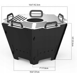 Onlyfire sulankstoma laužavietė, nešiojama stovyklavimui, grilis su grotelėmis, židinys
