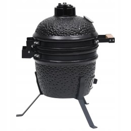 Keraminė kamado kepsninė su rūkykla, 2 viename, 56 cm, juoda