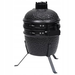 Keraminė kamado kepsninė su rūkykla, 2 viename, 56 cm, juoda