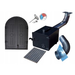 Židinys su ketaus oro įleidimo reguliavimu ir ketaus grotelėmis.