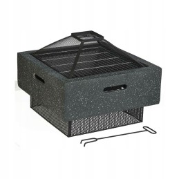 Kvadratinis židinys su grilio grotelėmis 52 5x52 5x18 5 cm