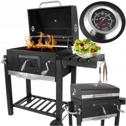 Anglies kepsninė briketams, uždara, nešiojama kepsninė su kamino dangteliu + nemokama pirštinė