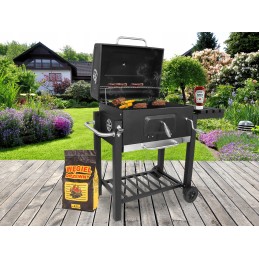 Anglies kepsninė briketams, uždara, nešiojama kepsninė su kamino dangteliu + nemokama pirštinė