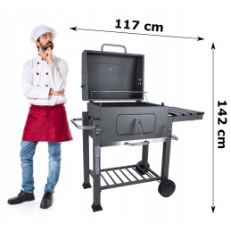 Anglies kepsninė briketams, uždara, nešiojama kepsninė su kamino dangteliu + nemokama pirštinė