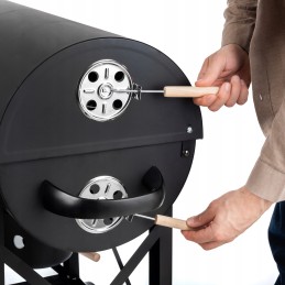 Didelė anglies grilio statinė su dangteliu Lehmann sodo peleninė 71x35cm