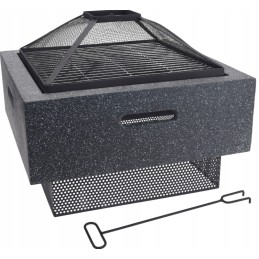 Sodo židinys 52,5x52,5 cm su grotelėmis