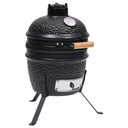 Keraminė kamado kepsninė su rūkykla 2 in 1, 56 cm, juoda