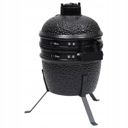 Keraminė kamado kepsninė su rūkykla 2 in 1, 56 cm, juoda