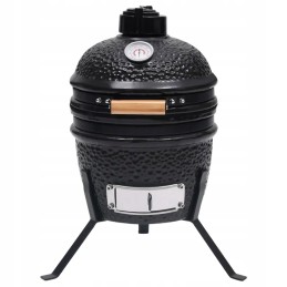 Vidaxl keraminė kamado kepsninė su rūkykla 2 in 1 56 cm juoda