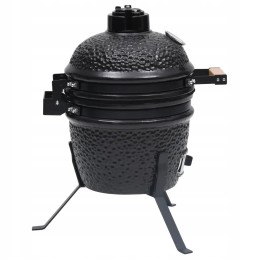 Vidaxl keraminė kamado kepsninė su rūkykla 2 in 1 56 cm juoda