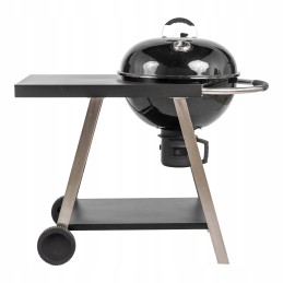 Sferinės anglies grilis - sodo grilis su dangteliu, termometru ir ratukais