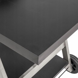 Sferinės anglies grilis - sodo grilis su dangteliu, termometru ir ratukais