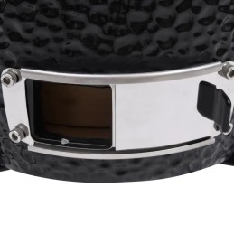 Vidaxl keraminė kamado kepsninė su rūkykla 2 in 1 56 cm juoda