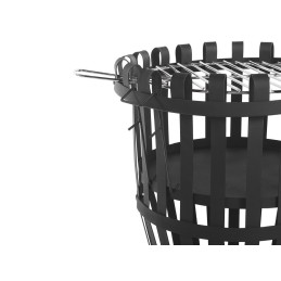 Sodo židinys su griliu, plieninis, juodas, pulo L