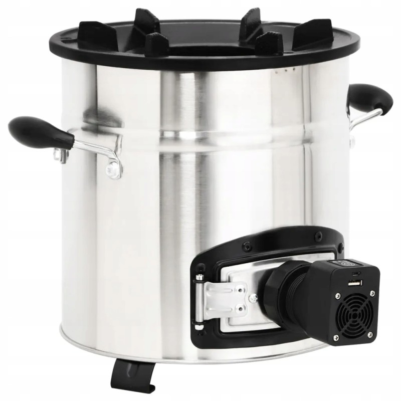 Medinė krosnelė su USB ventiliatoriumi, plieninė 35 5