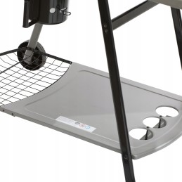 Grilis su anglimis su vežimėliu ir dulkių stalu