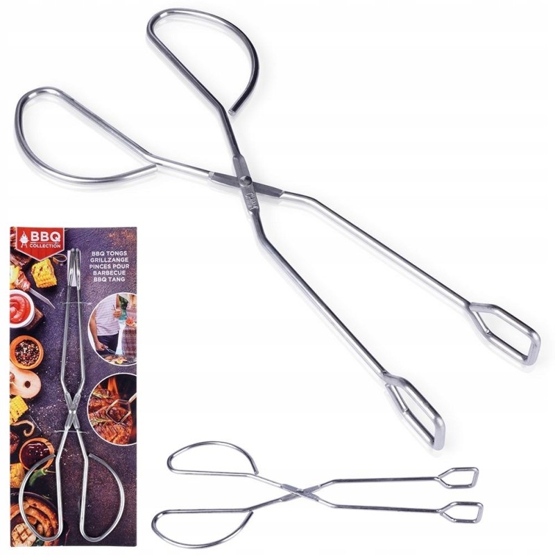 Plieninės grilio žnyplės virtuvės griliui, 27 cm