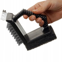 Wire brush for cleaning the grill grate 3 in 1 scraper
