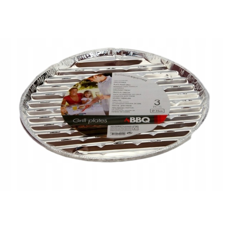 Ümmargune alumiiniumist grillalus, 35 cm, 3 tk