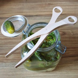 Wooden barbecue tongs