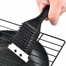Grill brush cleaning grate scraper 2in1