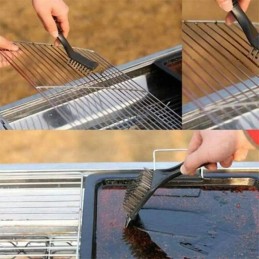 Grill brush cleaning grate scraper 2in1