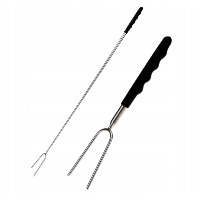 Telescopic sausage stick made of stainless steel. It will satisfy people who like comfort or respect nature enough not to cut th