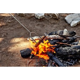 Teleskopinė laužo lazda, šakutė ir grilio šakutė