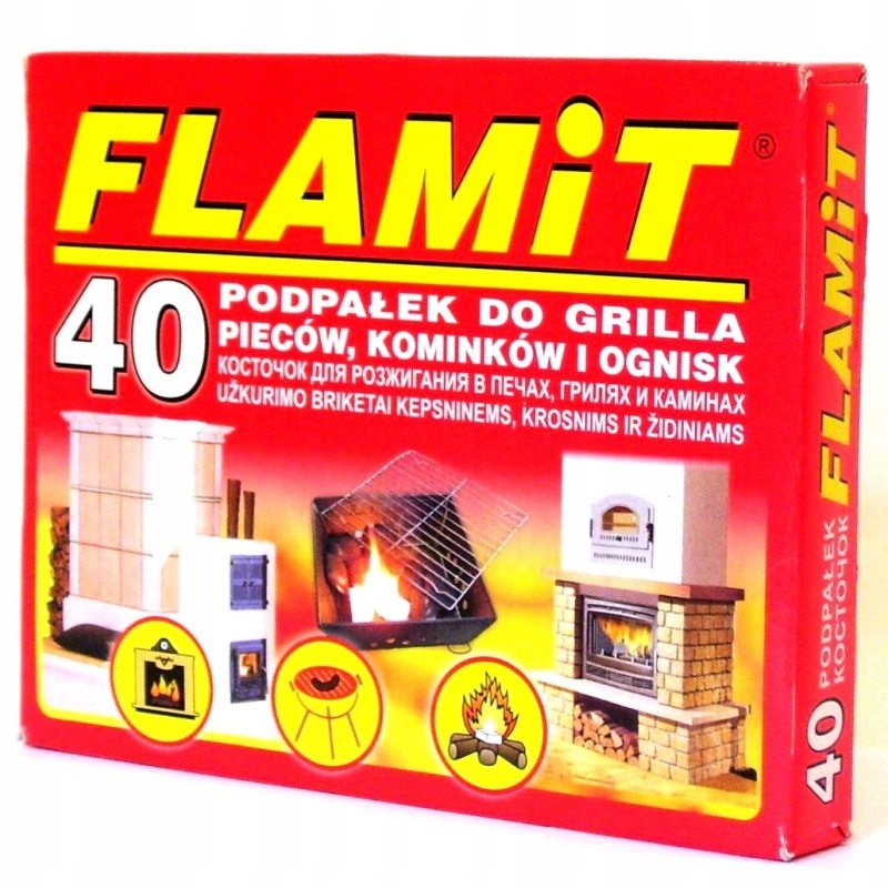 Krosnelių, židinių, grilių, laužų kūrenimas, 40 flamito kubelių