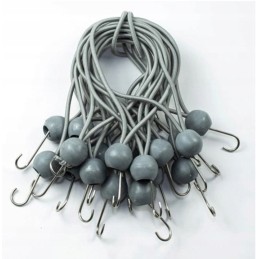 Tvirtinimo guma su kabliuku, pilka, palapinių banerių brezentams, 20 cm, 4 vnt.