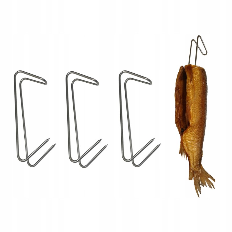 Žuvies rūkymo kabliukai 18 cm, nerūdijančio plieno, 3 vnt