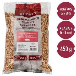 Medžio drožlės kiaulienos rūkymui ir kepimui ant grotelių 450g 70% alksnis + 30% bukas 780840
