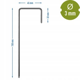 Plieniniai kaiščiai agrotekstilei l tipo, 100 vnt, 15 cm