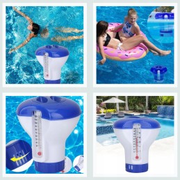 2in1 dozatorius su termometru plūduriuojantis plūduras baseino termometras chloras 20g